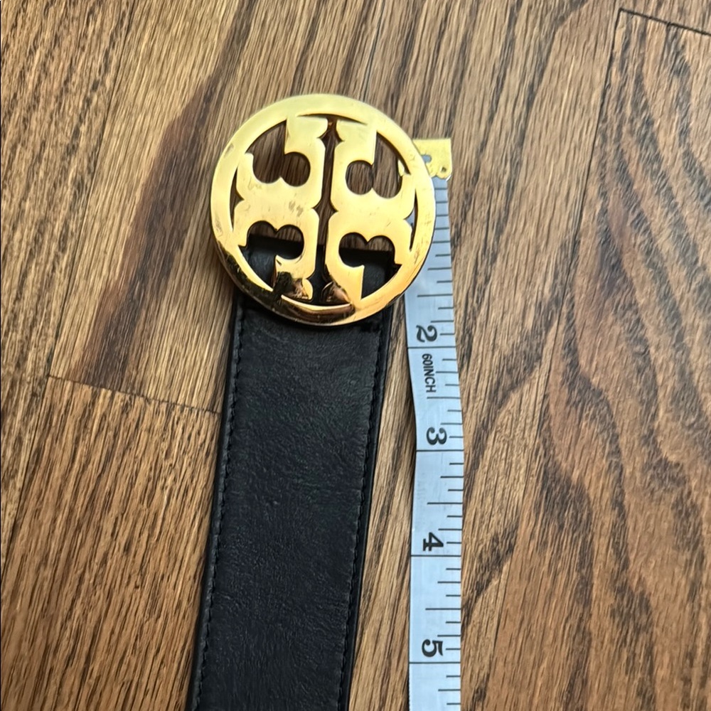 Gold and Black Belt with Logo Buckle